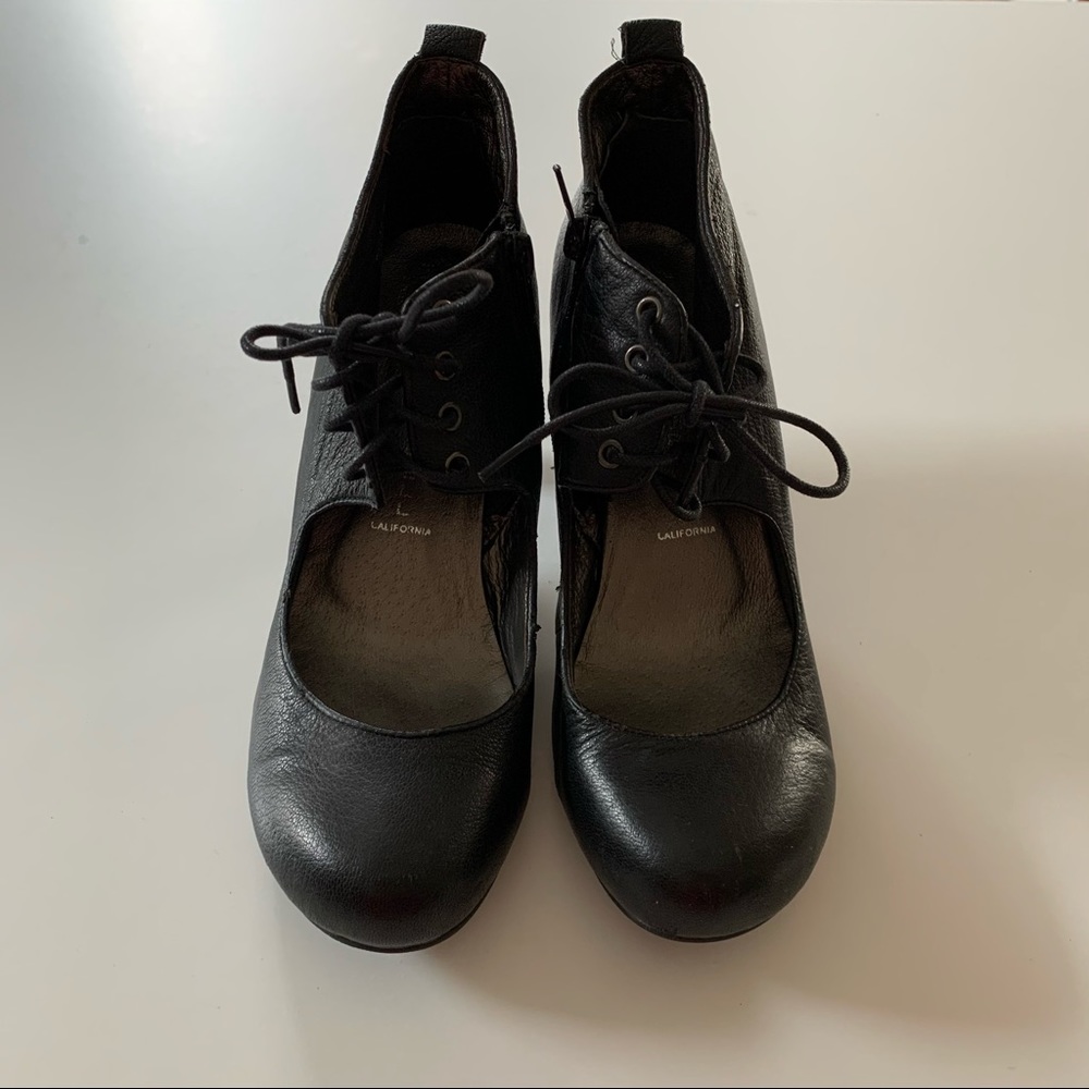 Jeffrey Campbell - Black Leather Lace-up Clog Heel